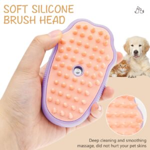 Cat Steam Brush for Shedding: 3-in-1 Silicone Steam Brush for Cats, Rechargeable Steam Cat Brush, Steamy Pet Brush, Dog Steam Brush for Shedding, Cat Grooming Brush with Steam - Purple