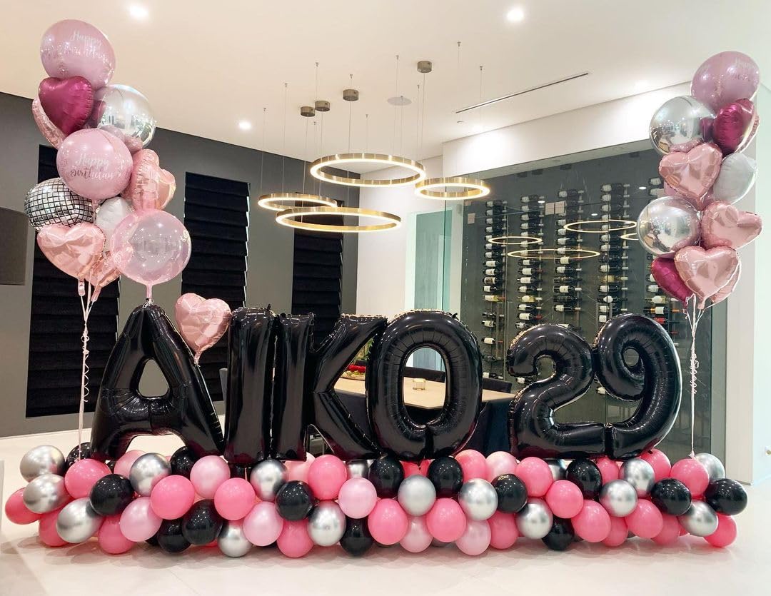 Black Letter K Balloons, 40 Inch Alphabet K Letter Balloons Foil Mylar Big Letter Balloons for Birthday Party Anniversary New Year Graduation Wedding Decorations