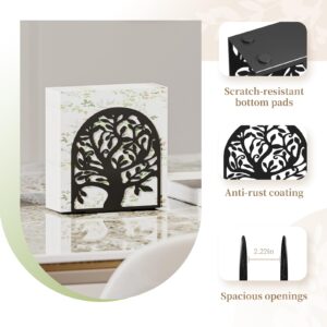 YAJIACLONE Tree of Life Black Metal Napkin Holder for Table-Stocking Stuffers for Adults Women,Napkin Holders for Paper Napkins with Sturdy & Quality Material, Cushioned Base, Large Storage Capacity.