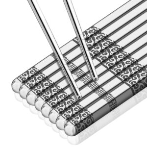 tamodan 5 pairs stainless steel chopsticks, reusable metal chopsticks ,chopsticks dishwasher safe, anti -slip chopsticks can be used as gifts (silver)