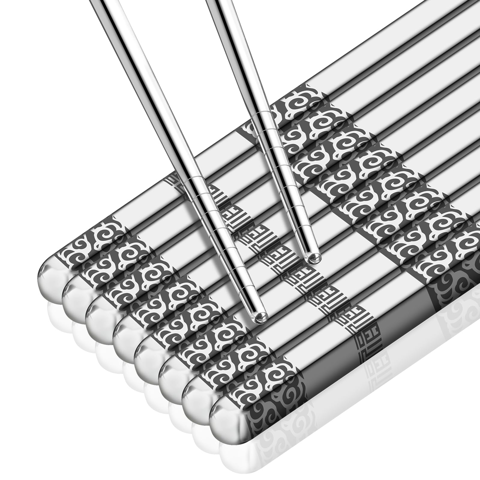 Tamodan 5 Pairs Stainless Steel Chopsticks, Reusable Metal Chopsticks ,chopsticks dishwasher safe, Anti -slip chopsticks can be used as gifts (Silver)