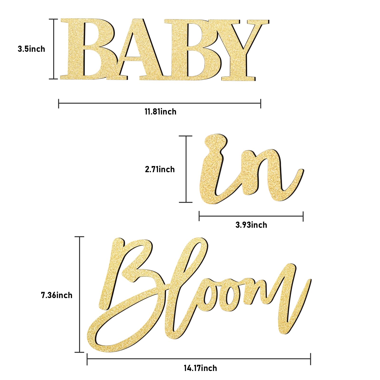 Wooden Gold "Baby in Bloom" Sign - Elegant Gender Reveal Party & Baby Shower Decoration, Ideal for Pregnancy Announcement, Nursery Decor, and Maternity Photoshoots