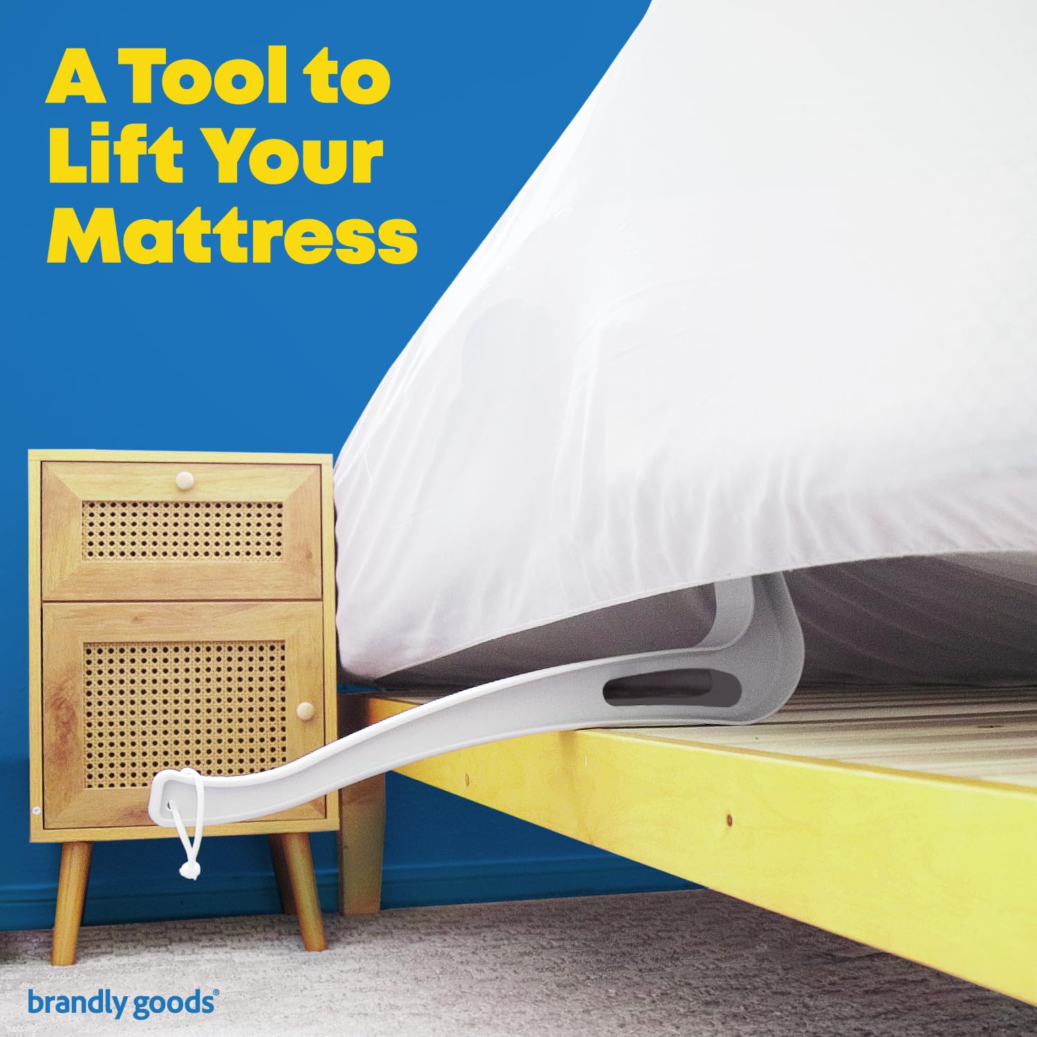 Brandly Goods Heavy Duty Mattress Lifter for Changing Sheets - The Ultimate Under Mattress Wedge - Patented Ergonomic Mattress Wedge Elevator Bedroom Accessories for Changing Sheets