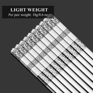 Tamodan 5 Pairs Stainless Steel Chopsticks, Reusable Metal Chopsticks ,chopsticks dishwasher safe, Anti -slip chopsticks can be used as gifts (Silver)