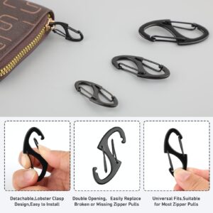 Zipper Clips Anti Theft, 20 Pcs Zipper Pull Locks for Backpacks, Double-Sided Spring S Carabiner Clasps Theft Deterrent for Luggage Suitcase Handbags Keys Purse(Triangle Black)