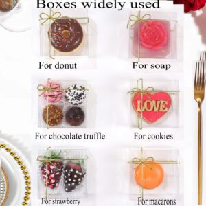 SLShePack 50PCS Clear Cookie Boxes Soap Boxes Chocolate Truffle Boxes for 4,Donut Boxes Macaron Boxes Chocolate covered Cherries Boxes Mini Bakery Boxes Brownie Boxes(3¼"X3¼X1½)