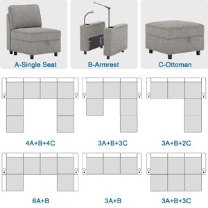 beyond SMART Multifunctional Sleep Sofa, Modular Sectional Sofa Bed, Sleeper Sofa for Living Room with Storage, Armrest with Power Grommet and Cup Holder, Wireless Charging Stand & LED Light Included