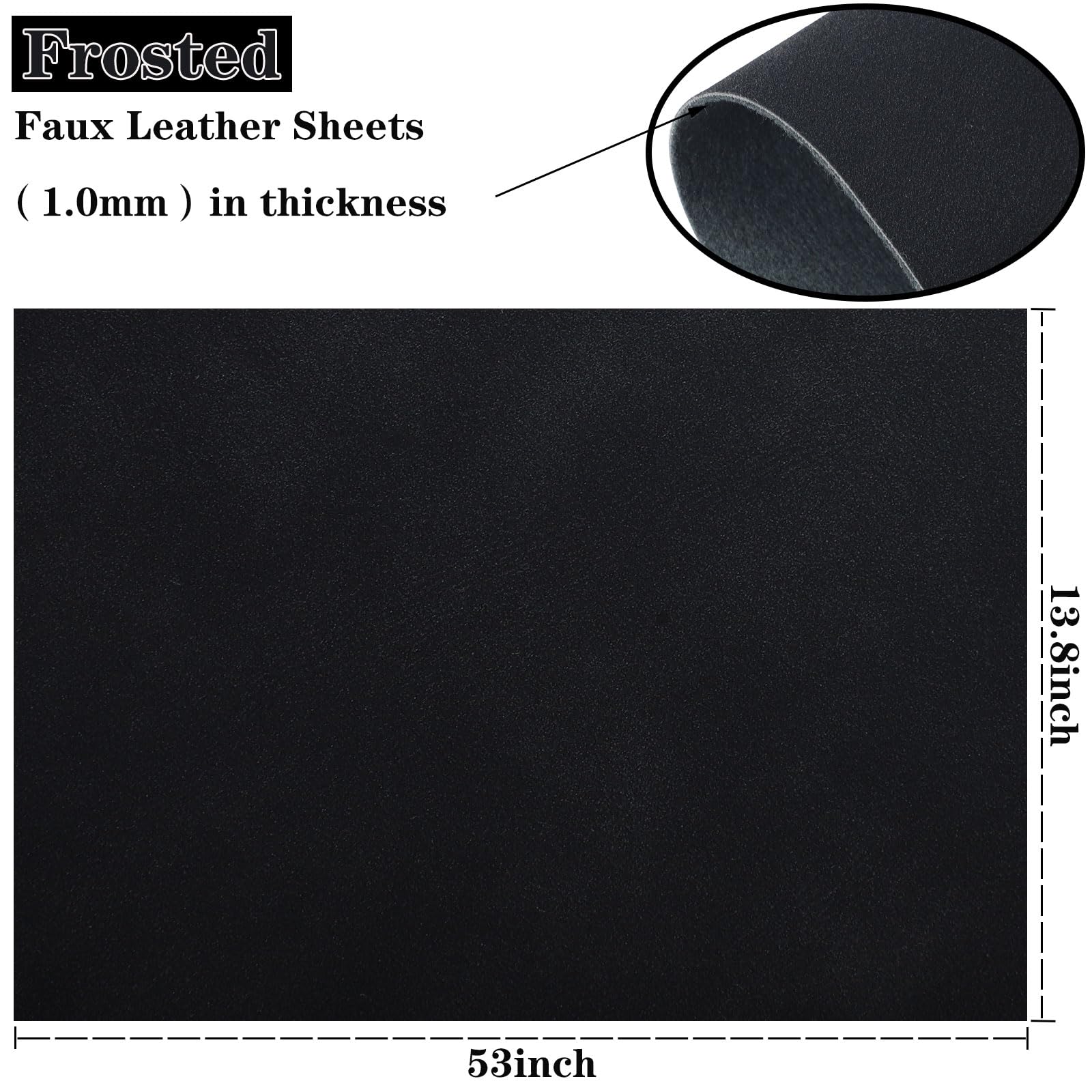 CDY Frosted Faux Leather Sheets: 35x135cm Black Soft Faux Suede Fabric Synthetic Material PU Solid Color Faux Leather Roll for Upholstery Crafts, DIY Sewing (Black)