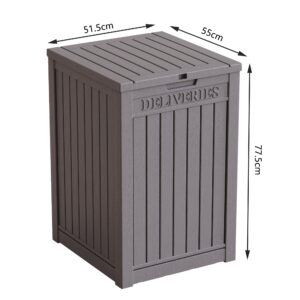 TPSOUM 48 Gallon Resin Package Delivery Box with Lockable Lid, Rust & Moisture Resistant Weatherproof Deck Box for Porches, Patios, Indoor & Outdoor Use