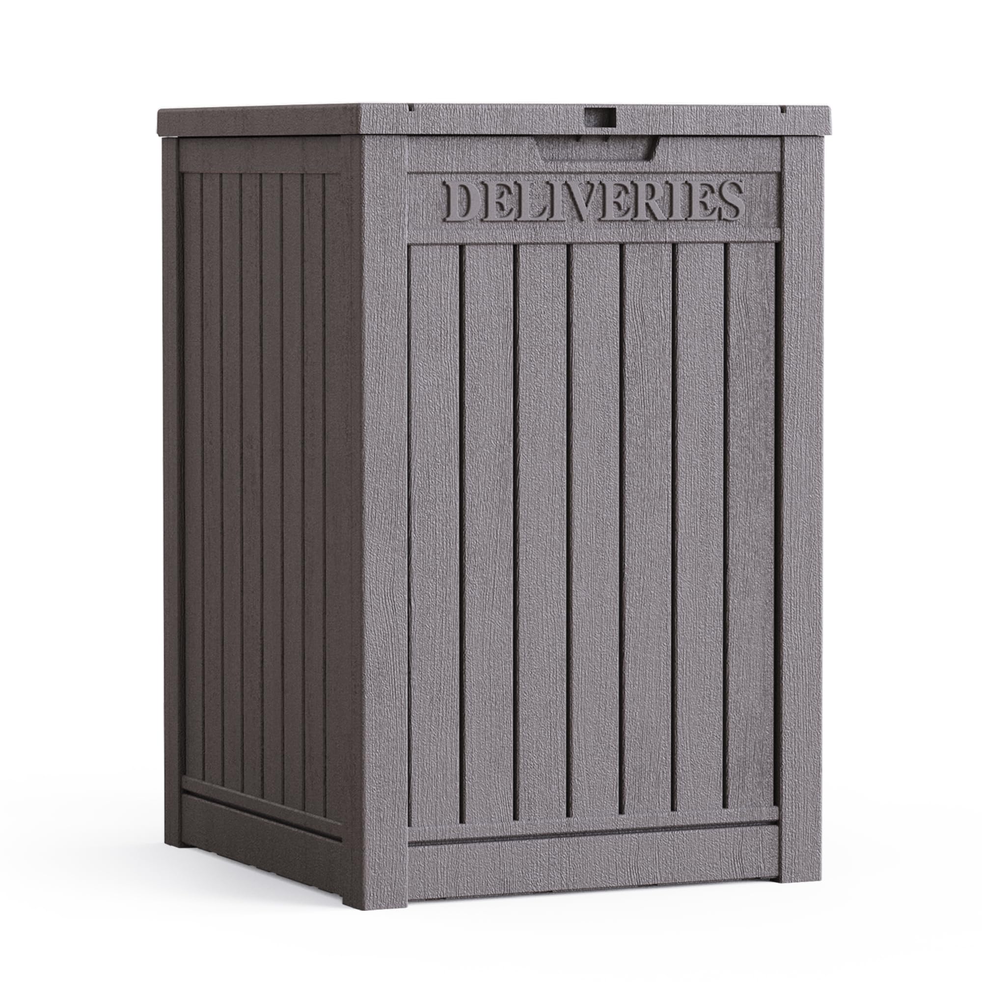 TPSOUM 48 Gallon Resin Package Delivery Box with Lockable Lid, Rust & Moisture Resistant Weatherproof Deck Box for Porches, Patios, Indoor & Outdoor Use