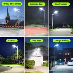 HWHDJ Solar Street Light - 6000W Solar Parking Lot Light 560000LM Dusk to Dawn Street Lights Solar Powered, IP67 Waterproof Solar Wide Angle Lamp with Motion Sensor for Yard, Road (6 PCS)