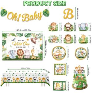 Cocomigo 260PCS Safari Baby Shower Decorations, Safari Jungle Baby Shower Decorations, Safari Plates and Napkins for Party, Safari Jungle Theme Baby Shower Decorations for Baby Shower Themes for Boys