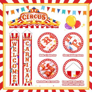 Blulu 3 Pcs Carnival Circus Porch Banner Decorations Circus Party Awning Hanging Banner Carnival Welcome Door Banner Set Carnival Circus Party Supplies for Circus Theme Birthday Decor