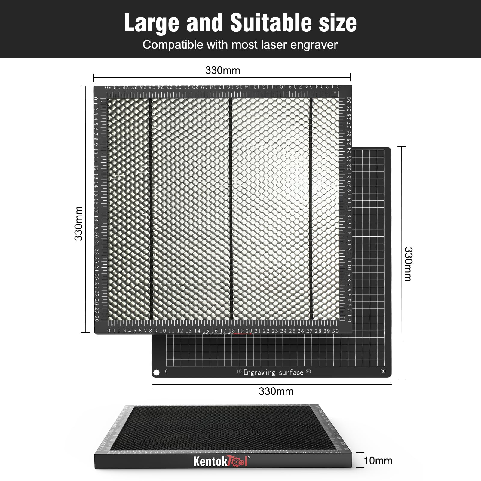 Honeycomb Work Table Desk Protector, Honeycomb Bed 330 x 330 mm Working Area, Honeycomb Panel with Metal Tray, for All Laser Engravers and Laser Cutters, CNC Cutters, Laser Engraving Machine