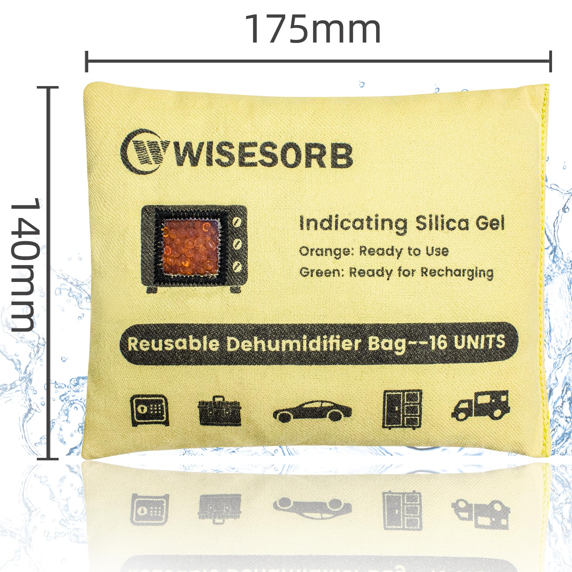 Wisesorb 500g x 2pcs Rechargeable Gun Safe Dehumidifier, Reactivated Desiccant Packs for Storage, Reusable Silica Gel Car Dehumidifier Bags Moisture Absorbers Closet Basement Garage