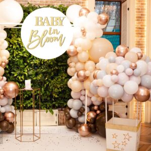 Wooden Gold "Baby in Bloom" Sign - Elegant Gender Reveal Party & Baby Shower Decoration, Ideal for Pregnancy Announcement, Nursery Decor, and Maternity Photoshoots