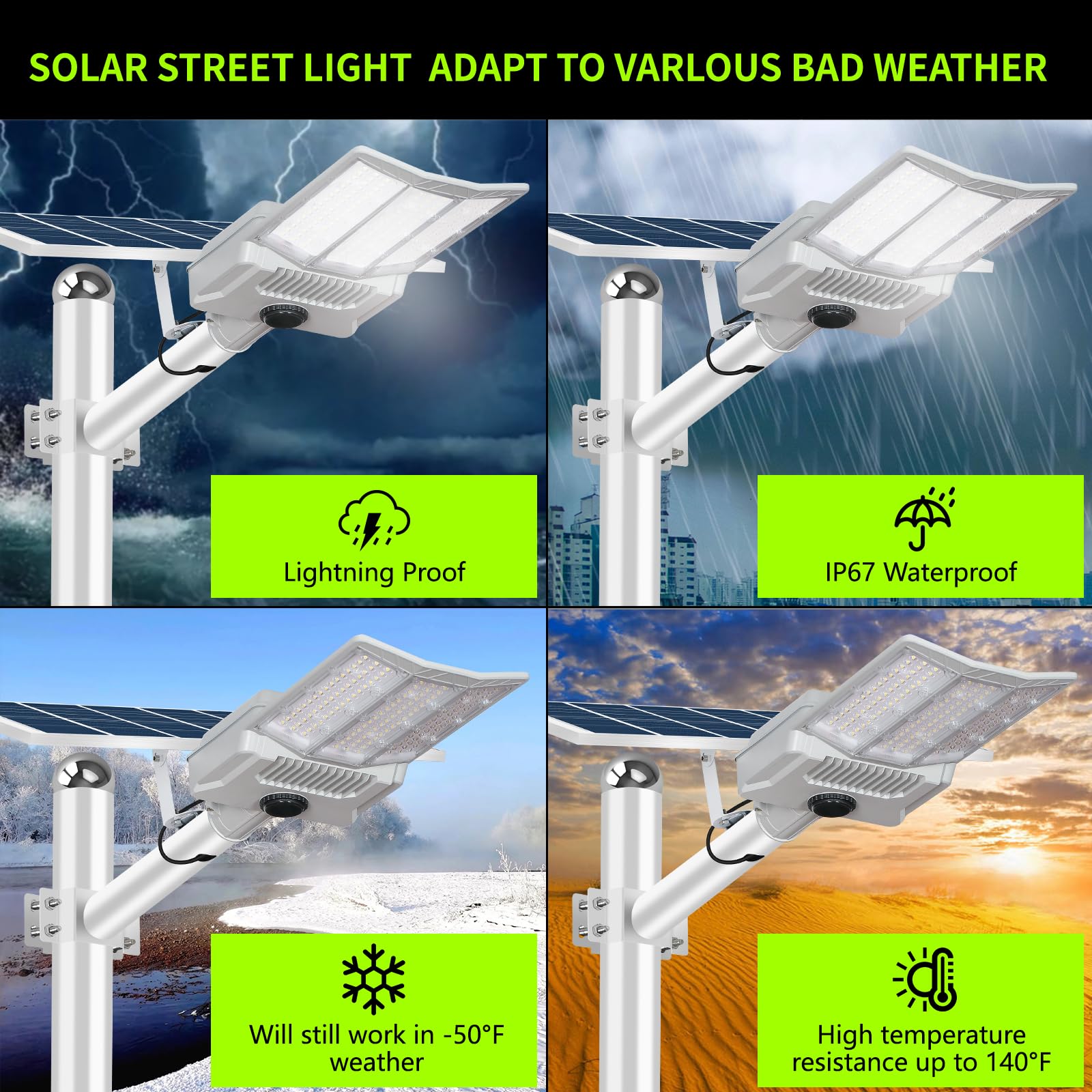 HWHDJ Solar Street Light - 6000W Solar Parking Lot Light 560000LM Dusk to Dawn Street Lights Solar Powered, IP67 Waterproof Solar Wide Angle Lamp with Motion Sensor for Yard, Road (6 PCS)