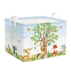 clastyle forest life tree baskets rectangular, kids basket,waterproof foldable canvas laundry basket,nursery hamper,room decor,shelf basket(animal)