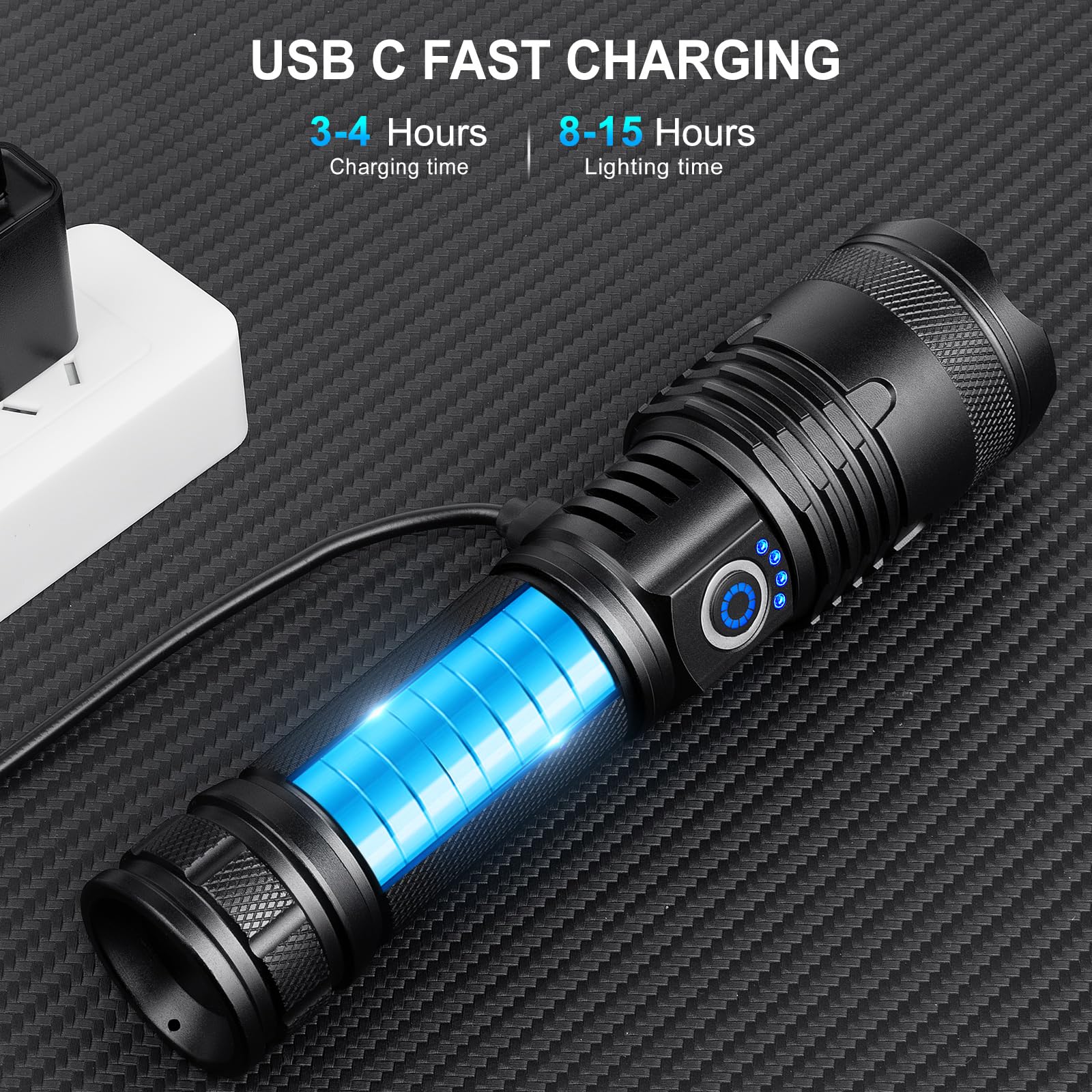 Rechargeable Flashlights 990,000 High Lumens 2 Pack, Led Super Bright Flashlight with 5 Modes & IPX7 Waterproof, 15H Running Time, High Powered Flash Light for Home Camping Home Emergencies