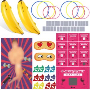 nezyo bridal shower games inflatable banana ring toss game large poster games player stickers bridal shower engagement decorations for adults women tossing game party