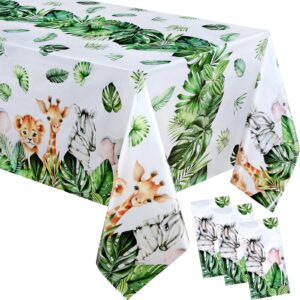 irenare 3 pieces jungle safari tablecloths wild animals plastic table cover hawaiian luau table cloths for tropical baby shower zoo birthday party supplies, 54 x 108 inch