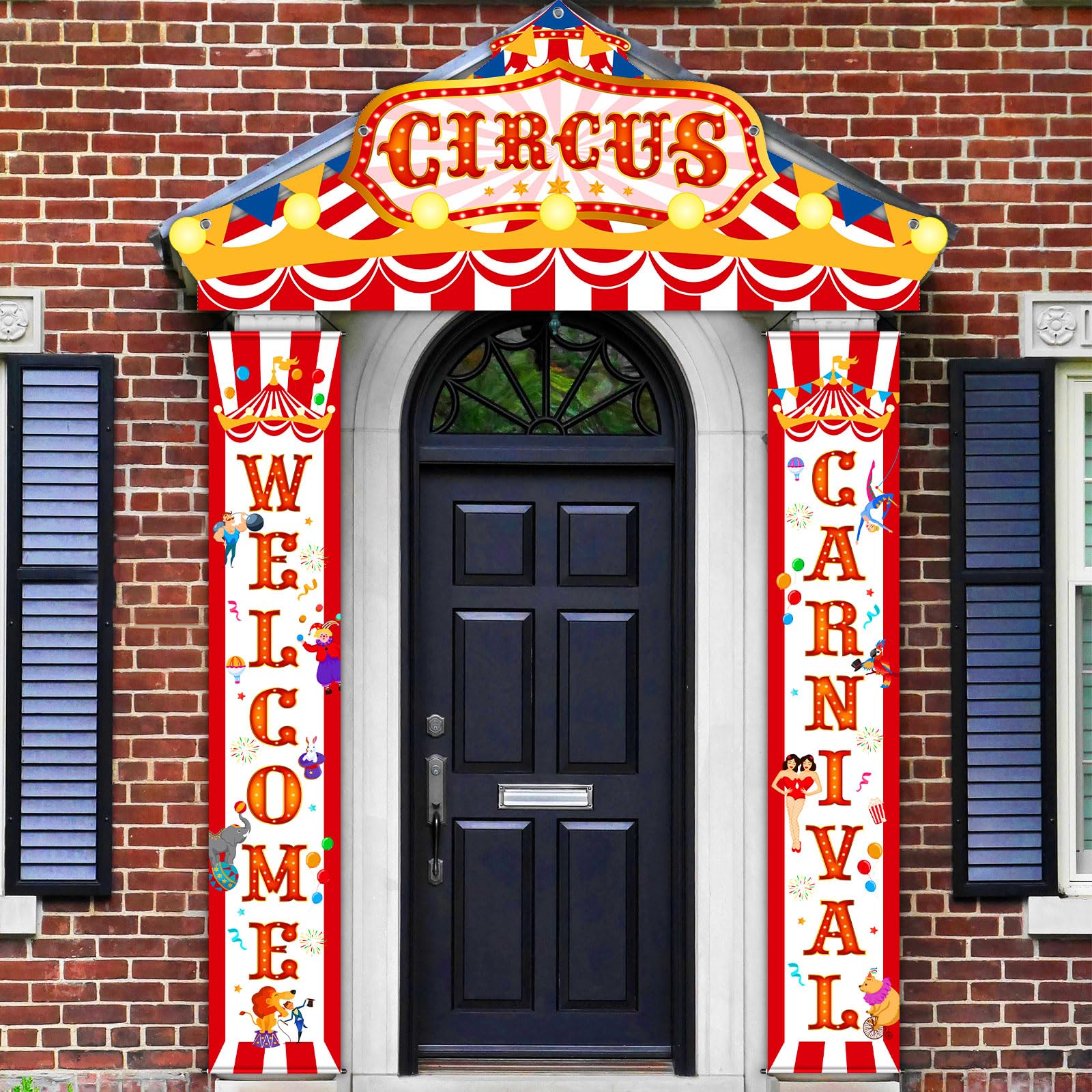 Blulu 3 Pcs Carnival Circus Porch Banner Decorations Circus Party Awning Hanging Banner Carnival Welcome Door Banner Set Carnival Circus Party Supplies for Circus Theme Birthday Decor