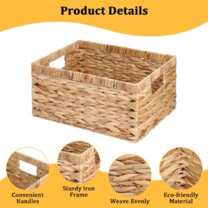 Wicker Baskets for Storage Organizing - 3 Pack Large Wicker Bins ＆ Medium Water Hyacinth Storage Baskets with Small Hand Woven Baskets for Home Organization Pantry Shelf