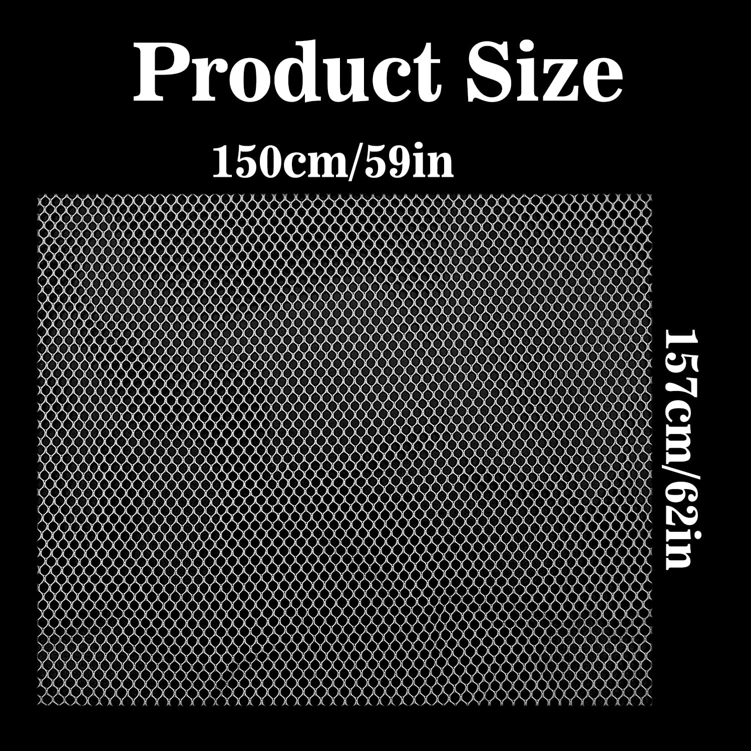 62 X 59 Inch White Mesh Fabric Slightly Stretchy for Sewing Projects, Shopping Bag, Backpack Pocket and Straps and Netting Clothes