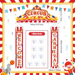 Blulu 3 Pcs Carnival Circus Porch Banner Decorations Circus Party Awning Hanging Banner Carnival Welcome Door Banner Set Carnival Circus Party Supplies for Circus Theme Birthday Decor