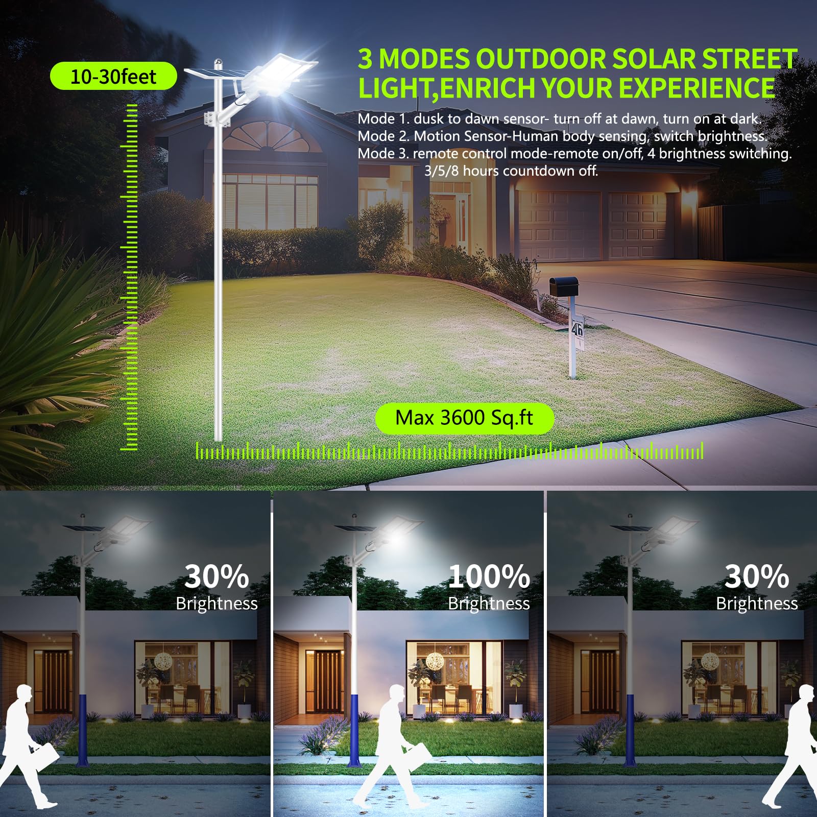 HWHDJ Solar Street Light - 6000W Solar Parking Lot Light 560000LM Dusk to Dawn Street Lights Solar Powered, IP67 Waterproof Solar Wide Angle Lamp with Motion Sensor for Yard, Road (6 PCS)