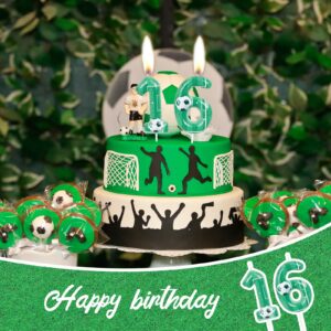 Green Soccer 10th Birthday Candles Number 10 Candle Cake Topper Green Soccer Party Decorations Happy 10th Birthday Cake Decorations for Boys Girls Kids Sporty Green Soccer Party Supplies