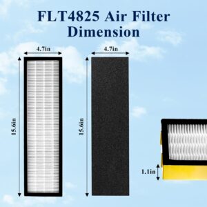 4 Pack HEPA Filter B FLT4825 Replacement for Air Purifier Filter, Fit AC4825 AC4300 AC4800 AC4900 AC4850, Premium HEPA Filter and 8 Activated Carbon Pre-Filter by TOMOON