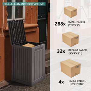 TPSOUM 48 Gallon Resin Package Delivery Box with Lockable Lid, Rust & Moisture Resistant Weatherproof Deck Box for Porches, Patios, Indoor & Outdoor Use