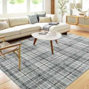 glowsol washable rugs 5x7 rug for living room plaid area rug non slip throw rugs bedroom rugs soft rug no shedding floor mats modern area rugs for entryway dining room office rug greenish grey 5'x7'