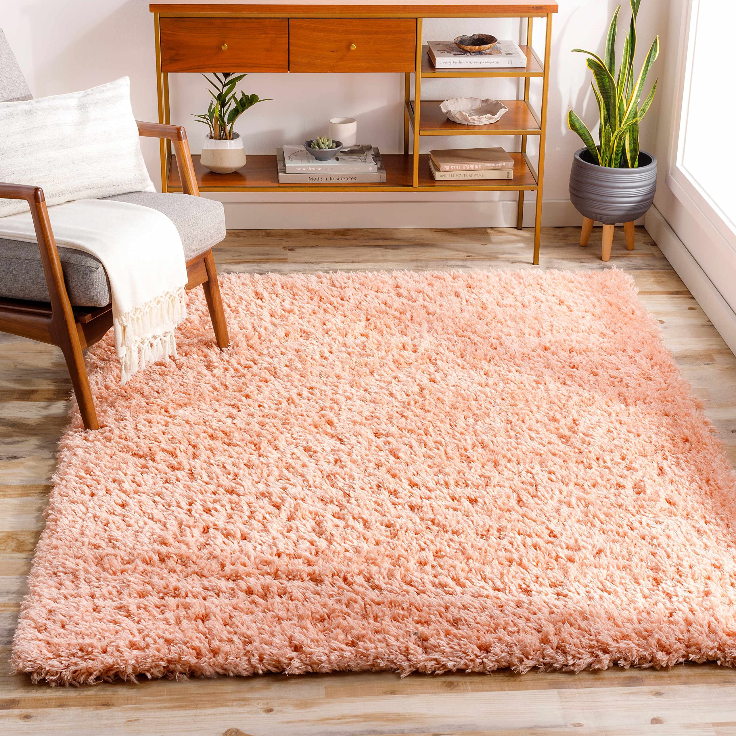 BoutiqueRugs Meru Contemporary Area Rug - Peach - 5'3" x 7'