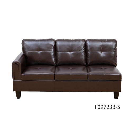 Evedy Faux Leather Sofas & Couches,Modern L-Shaped Modular Couch Upholstered 6 Seaters Sectional Sofa Couch W/Storage Ottoman, Living Room Furniture Set for Small Apartment-Brown