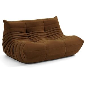 comfy lazy floor sofa couch,accent sofa caterpillar-inspired soft suede fabric with 50d styling cotton pleated texture chair lazy brown-70×102×87cm