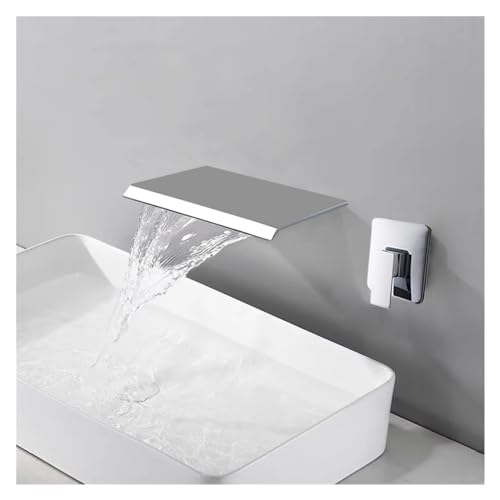 MIYANXI Waterfall Bathroom Basin Sink Faucet Wall Mounted Modern Faucets Compatible with Bathroom Bathtub Mixer Tap Shelf Too,Kitchen Sink Faucet, WJ5501