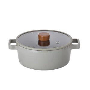 neoflam fika 2.7qt 22cm mid night ih stock pot with glass lid, full induction heating