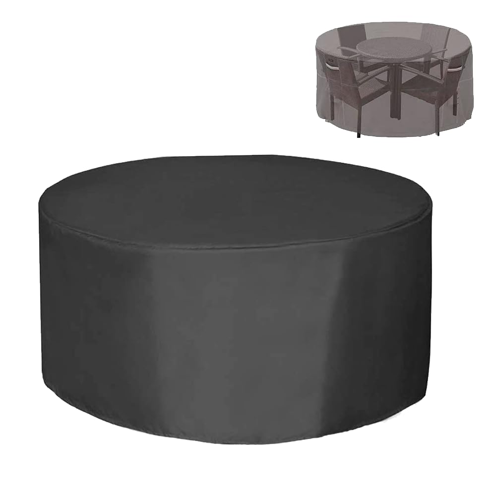 GardenPal 420D Heavy Duty Patio Furniture Covers, Waterproof Outdoor Round Table and Chair Cover, UV Resistant Durable Furniture Covers 47 *30 inch, Black