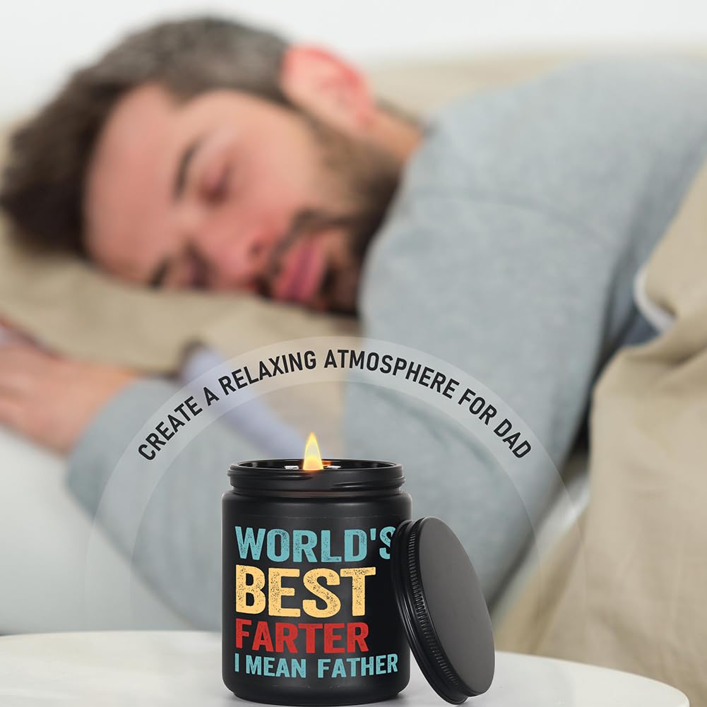 AREOK Funny Christmas Gifts for Dad from Son Daughter Kids - Worlds Best Dad Gifts for Fathers Day Candle, Step Dad Birthday Gift Ideas for Dad Presents, Dad Fart Candle for Dad, Sandalwood Candle