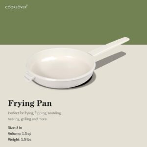 COOKLOVER Nonstick Ceramic Fry Pan, Non-Toxic, PTFE&PFOA Free, Induction Compatible Egg Skillet Frying Pan with Heat Resistant Handle, 8 Inch – Cream White