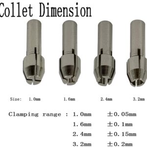 10 Pcs Rotary Collet Nuts Set, 3-Jaw Multi Quick Change Keyless Clamping Chuck for Rotary Tools (Collet Size: 1mm/1.6mm/2.3mm/3.2mm)