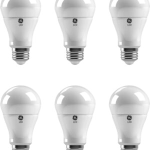 GE A19 LED Light Bulbs Dimmable, 40 Watt Equivalent, E26 Base, 3000K Warm White, 6W 480 Lumens, 120V, LED Lights for Bedroom Living Room, Kitchen and Home Office, 6 Packs, 69118