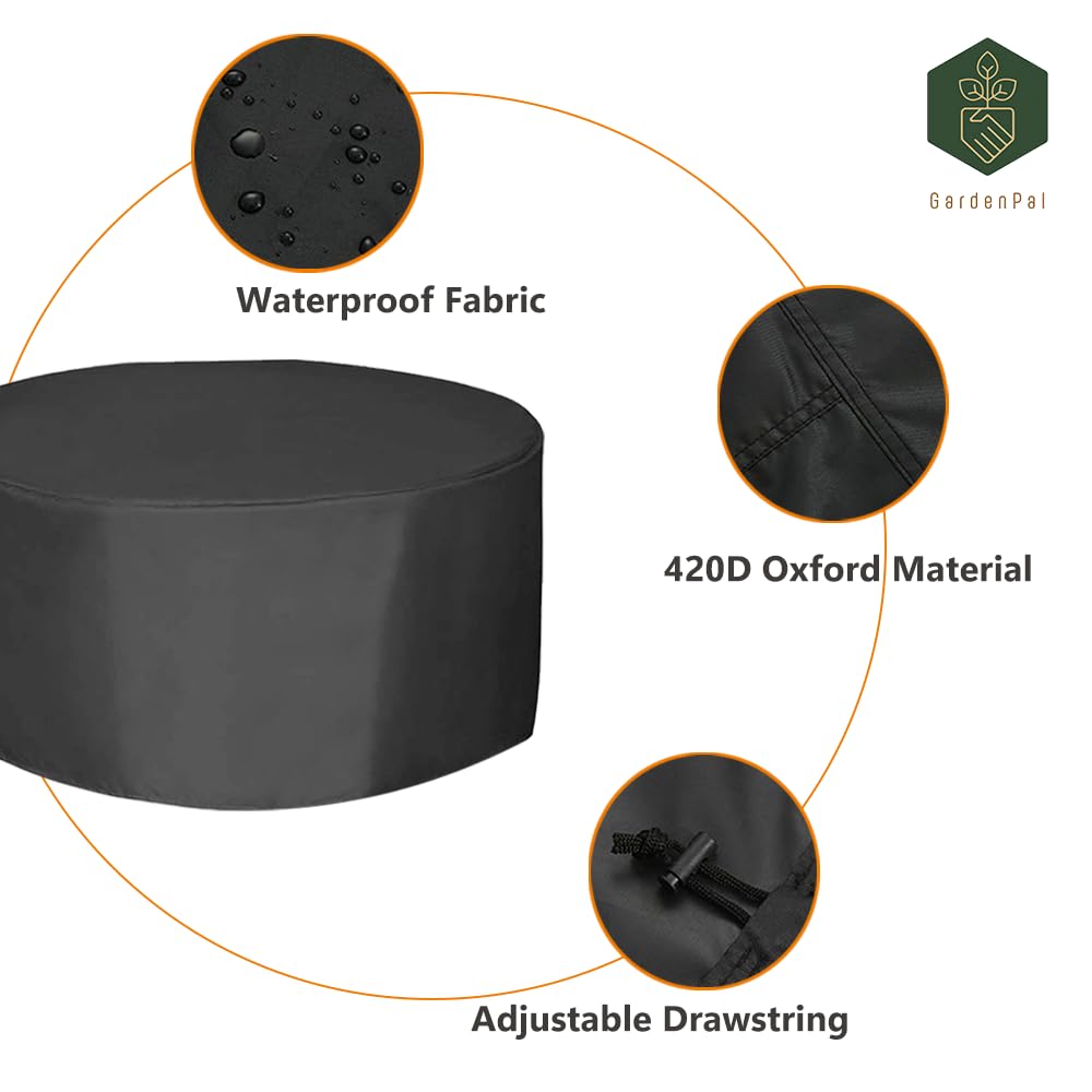 GardenPal 420D Heavy Duty Patio Furniture Covers, Waterproof Outdoor Round Table and Chair Cover, UV Resistant Durable Furniture Covers 47 *30 inch, Black