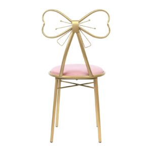 Makeup Vanity Chair Side Pink Bow Vanity Chair Table Seat Butterfly Stool Dressing Chair Modern Bow Knot Backrest Dresser Chair Seat for Girl Daughter Bedroom (Light Pink)