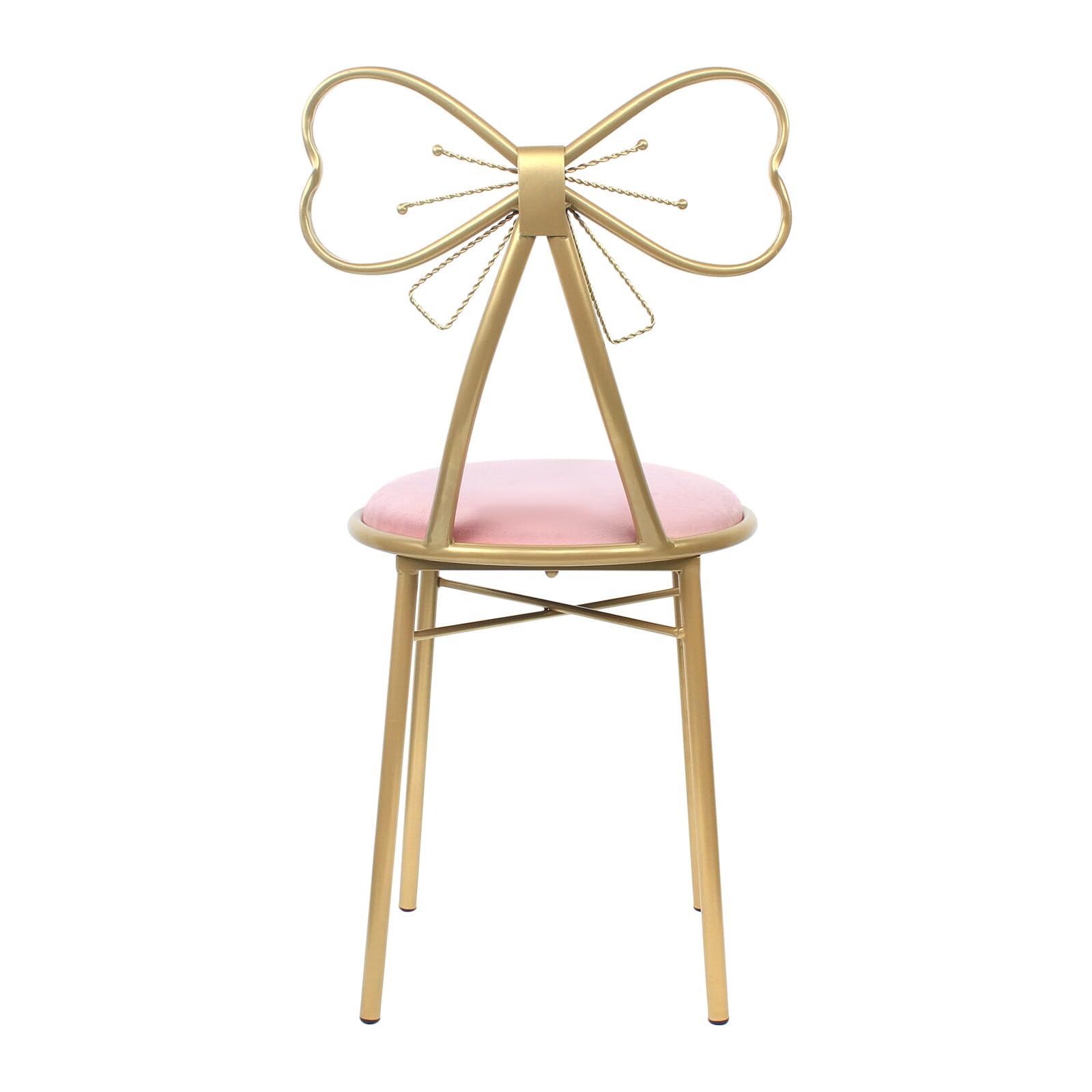 Makeup Vanity Chair Side Pink Bow Vanity Chair Table Seat Butterfly Stool Dressing Chair Modern Bow Knot Backrest Dresser Chair Seat for Girl Daughter Bedroom (Light Pink)