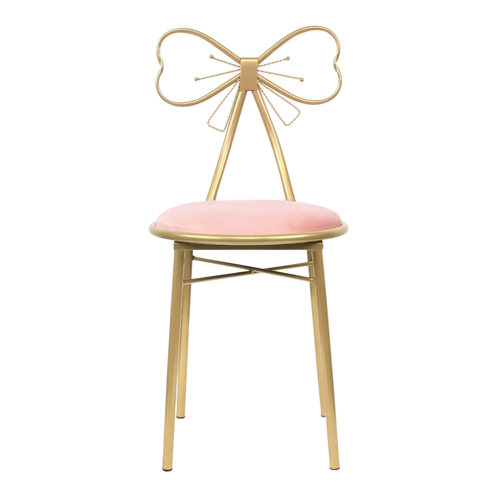 Makeup Vanity Chair Side Pink Bow Vanity Chair Table Seat Butterfly Stool Dressing Chair Modern Bow Knot Backrest Dresser Chair Seat for Girl Daughter Bedroom (Light Pink)