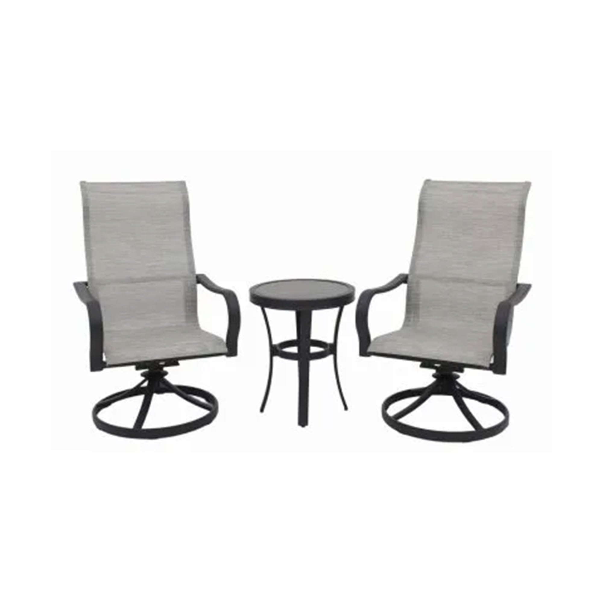 Four Seasons Courtyard Palermo 3 Piece Aluminum Bistro Furniture Set with Swivel Rockers and Drop in Tile Table for Outdoor Backyard Lawns and Patios