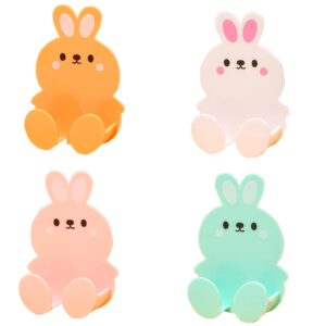 YIKANGHENG 4 Pcs Self Adhesive Plug Hooks, 4 Color Rabbit Design Plastic Plug Organizer Wall Hooks (4)